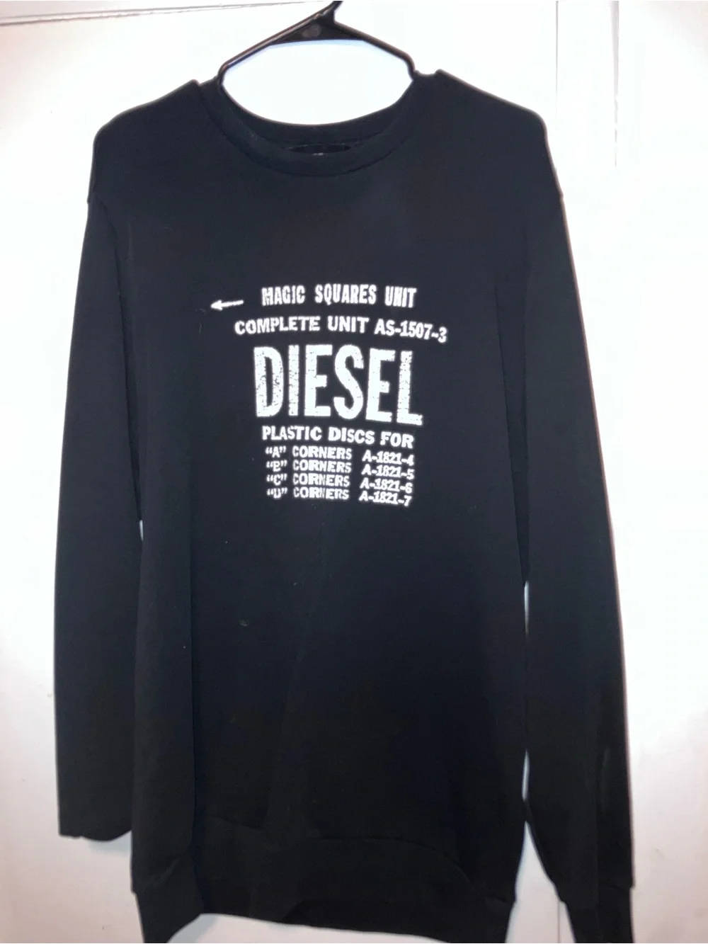 Diesel Black Crewneck Sweatshirt with White Logo Print